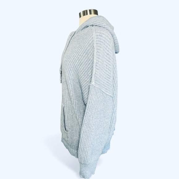 American Eagle knit hoodie sweater blue XL hoodie pull over kangaroo pocket cozy - Picture 5 of 6